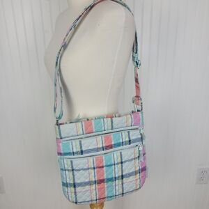 Vera Bradley Triple Zip Hipster Crossbody Bag Pastel Plaid